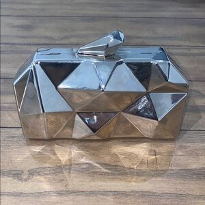 Geometric Silver Clutch